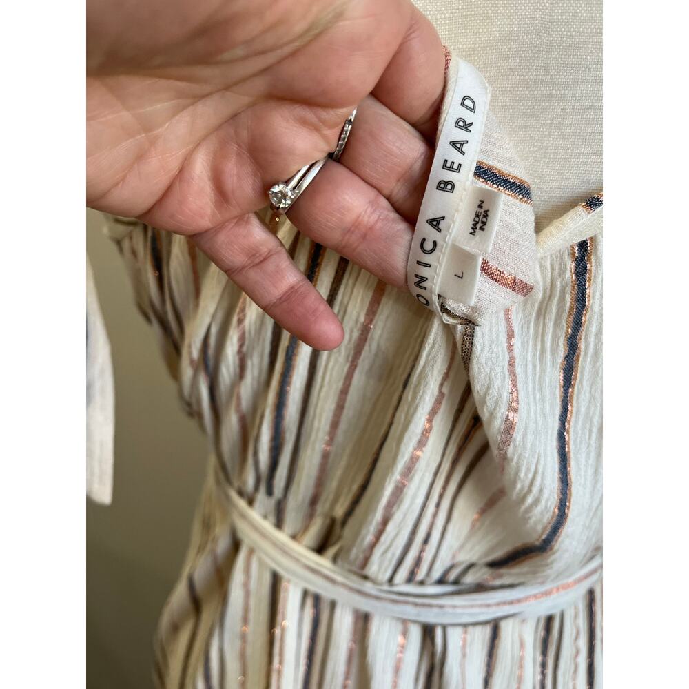 Veronica Beard Michi Metallic Stripe Maxi Dress Elegant Occasion Size Large - Picture 8 of 11